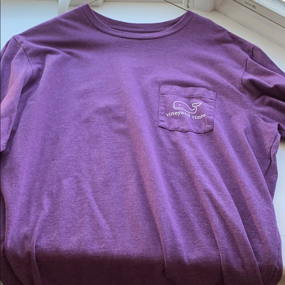 Purple Vineyard Vine long sleeve Pocket Tee